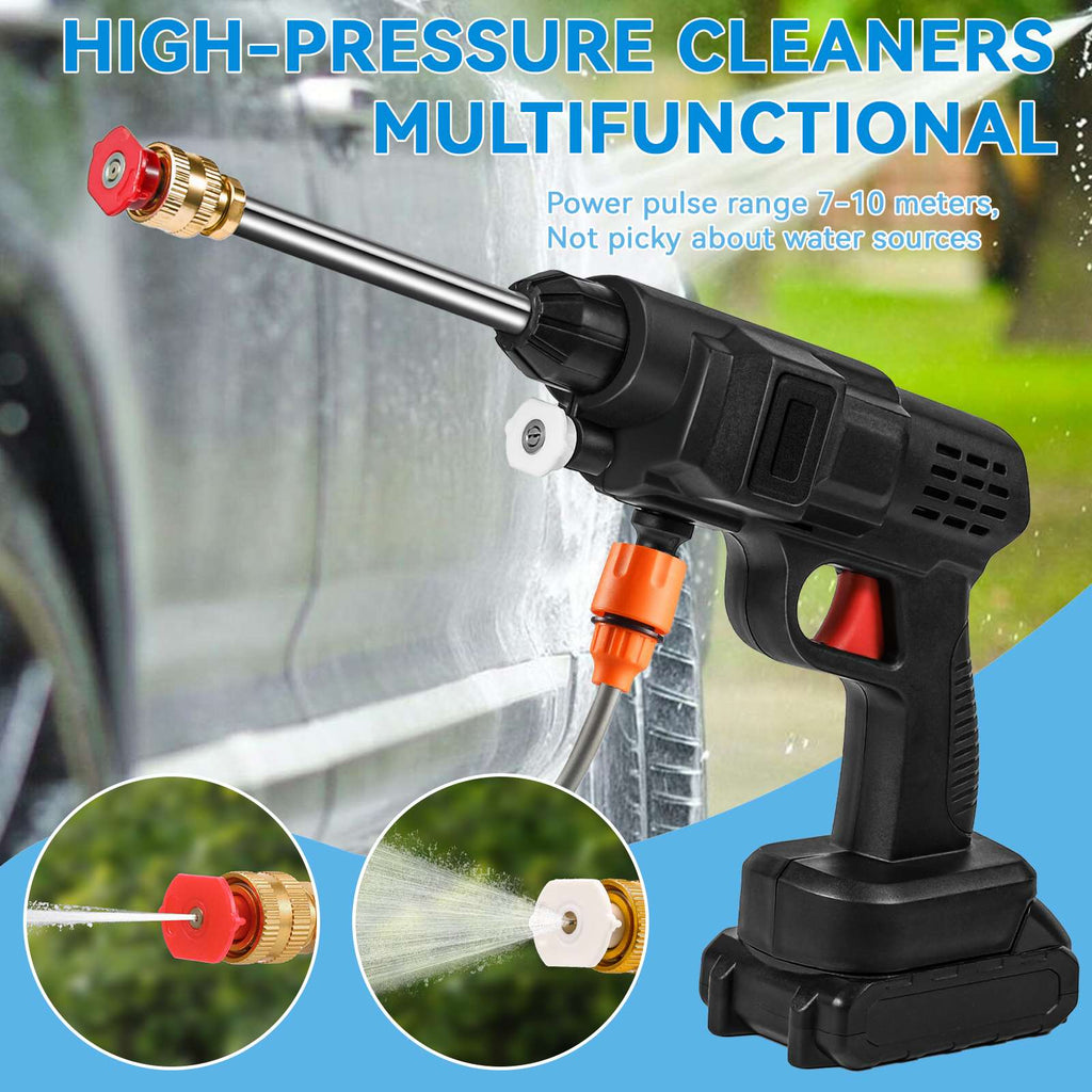 Hidrolimpiadora Eléctrica a Batería Portátil - Pistola de Lavado de Alta Presión Inalámbrica para Coche, Jardín y Suelos, Incluye Maletín, Boquillas, Batería Recargable y Boquilla de Espuma