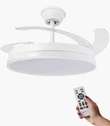 Ventilador de techo con 3 aspas retráctiles, Mando a distáncia, Lud Led 70W, Motor DC 30W